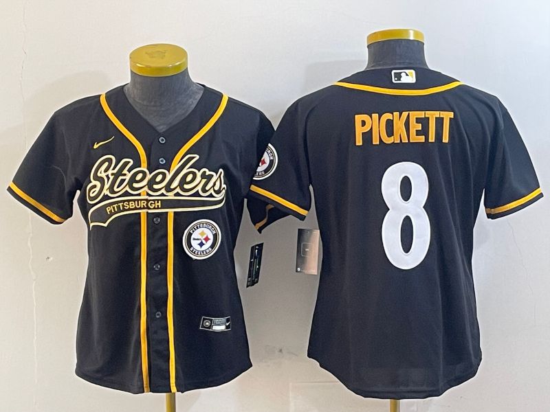 Youth Pittsburgh Steelers #8 Pickett Black Joint Name 2024 Nike Limited NFL Jersey style 3->pittsburgh steelers->NFL Jersey